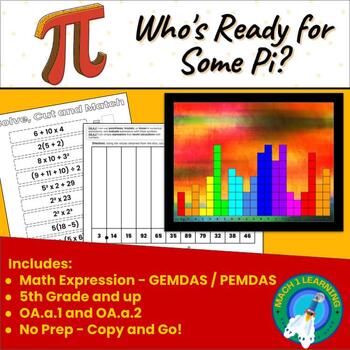 Preview of March Pi Day Project - 5th Grade Math Expressions plus Art