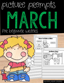Preview of March Picture Writing Prompts for Beginners Worksheets Distance Learning