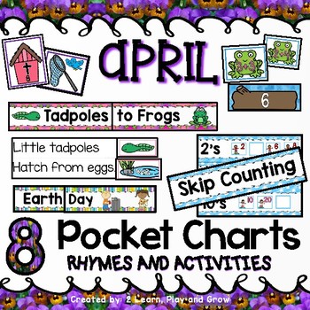 Preview of Pocket Chart Activities Spring Pocket Chart Center April, Earth Day, Frogs, Bird