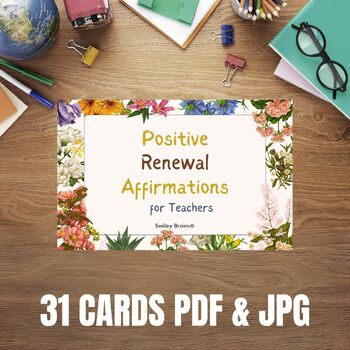 Preview of Positive Renewal Affirmations for Teachers - March Positive Affirmations Cards