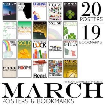Preview of March Posters and Bookmarks for School or Classroom Libraries