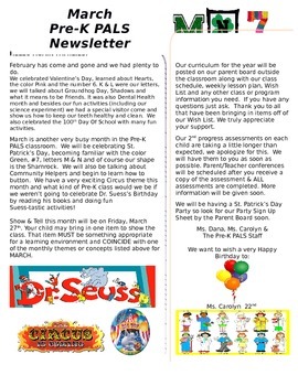 Preview of March Pre-K Newsletter