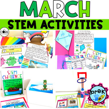 Preview of March PreK STEM Activities - Preschool March STEM Bundle - Engineering