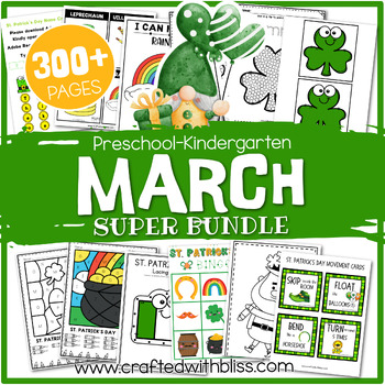 Preview of March Preschool-Kindergarten Bundle St. Patrick's Day Kindergarten Activities