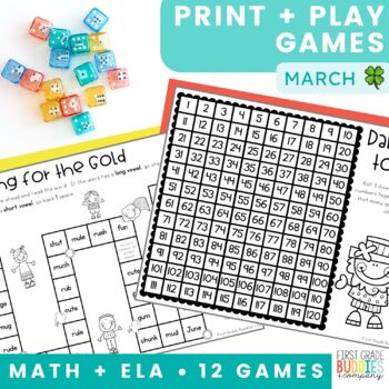 Preview of March Print and Play No Prep Math and Word Work Games