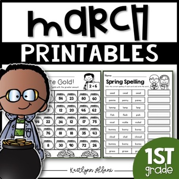 Preview of March Printables - Math and Literacy Packet for First Grade