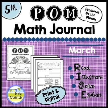 Preview of 5th Grade Math Word Problems MARCH Journal - 3 Formats Included