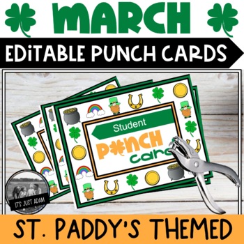 Preview of March Punch Cards ll Editable St. Patrick's Day Punch Card Reward System