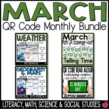Preview of March QR Codes | Language Arts, Math, Science, and Social Studies