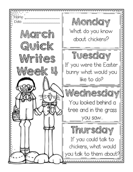 March Quick Writes Freebies by Bethany Ray | Teachers Pay Teachers
