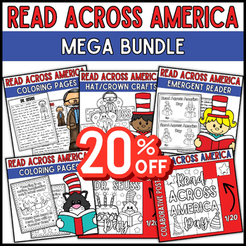 Preview of March Reading Across America Day Mega Bundle: Coloring Pages, Craft, and More!