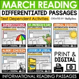 March Reading Comprehension Passages Spring Activities PRI