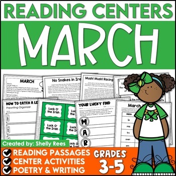 Preview of March Reading Comprehension Passages Spring Centers St. Patrick's Day Activities