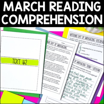 Preview of March Reading Comprehension Passages with Comprehension Questions