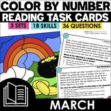 March Reading Comprehension Task Cards - Color by Number A