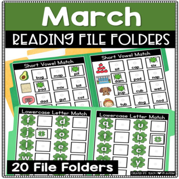 Preview of March Reading |  Literacy Saint Patrick's Day File Folders