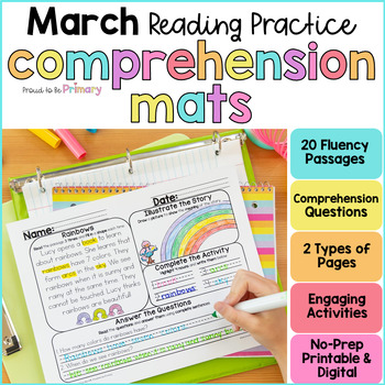 Preview of March Spring St Pattys Day Reading Comprehension Passages, Questions, Activities