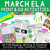 March Reading Writing & Grammar Activities | Spring Worksheets | Print & Go