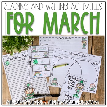 Preview of March Reading and Writing Activities Writing Crafts, Printables, & Comprehension