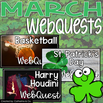 Preview of March Internet Scavenger Hunt Bundle | March Webquest Activities