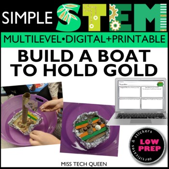 Preview of March STEM Activities St Patricks Day STEM Challenge St Pattys Day Boat Gold