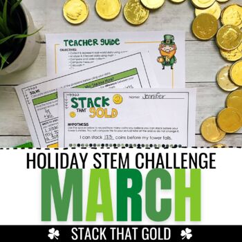 Preview of March St Patricks Day STEM Challenge: Leprechaun Gold Stacking Activity