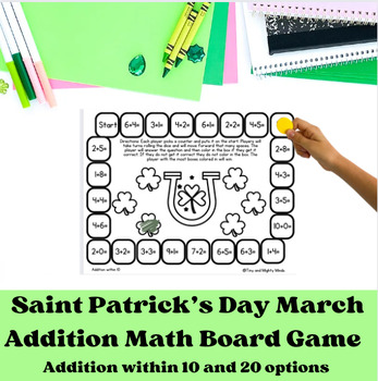 Preview of March Saint Patrick's Day Addition Board Game - Addition Within 10 and Within 20