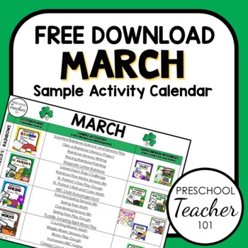 Preview of March Sample Activity Calendar for PreK and K