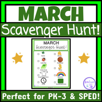 Preview of March Activity Scavenger Hunt Preschool Elementary Special Education Spring
