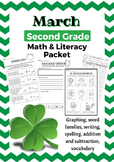 March Second Grade Math & Literacy Packet - St. Patrick's 