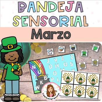 Preview of March Sensory Bin Activities / Bandeja sensorial marzo San Patricio Spanish