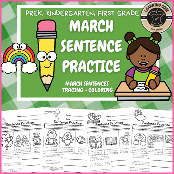 Preview of March Sentences Writing Activities No Prep PreK Kindergarten First TK UTK Spring