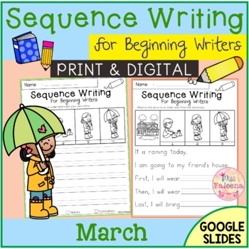 Preview of March Sequence Writing for Beginning Writers | Print & Digital