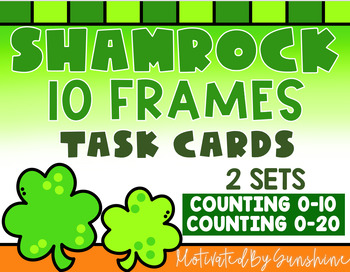 Preview of March Shamrock Counting Task Cards, 10 Frame Counting, St. Patrick's Day Math