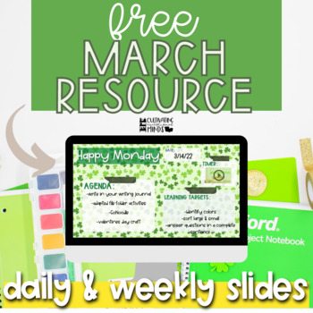 Preview of March Shamrock St. Patrick's Day Agenda Google Slides Template Daily Agenda