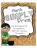 March Simply Print Pre-K & Kindergarten Math & Literacy Pr