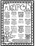 March Spelling Menu
