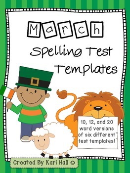 Preview of March Spelling Test Templates