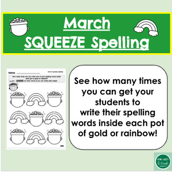 Preview of March Spelling Worksheet (SQUEEZE Spelling)