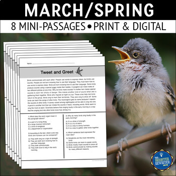 Preview of March Spring Nonfiction Reading Comprehension Passages