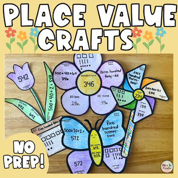 Preview of May Spring Place Value Math Crafts Activity Bundle