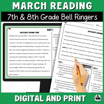 Preview of March & Spring Reading Bell Ringers for Middle School ELA/ESL for 7th and 8th