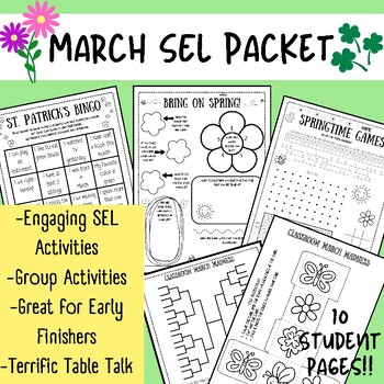 Preview of March|Spring|St. Patrick's Day| Social and Emotional Learning (SEL) Packet
