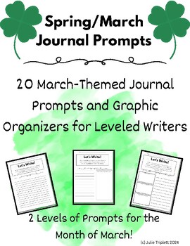 Preview of March/Spring Themed Journal Prompts (20!)