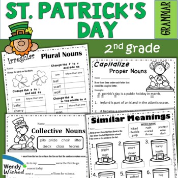 Preview of March & St. Patrick's Day 2nd Grade Grammar Language Arts ELA Worksheets
