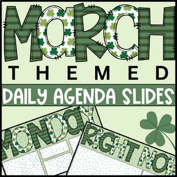 Preview of March & St. Patrick's Day - Agenda - Daily Slides - Cute, Fun, Shamroc, Seasonal