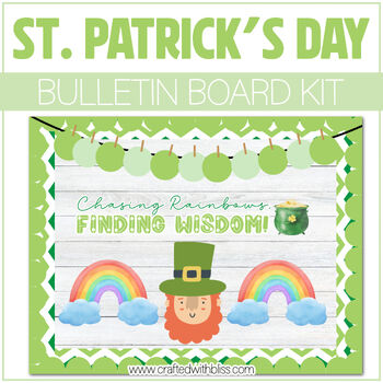 Preview of March St. Patrick's Day Bulletin Board Kit Door Classroom Decor Chasing Rainbows