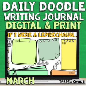 Preview of March St. Patrick's Day Daily Doodle Digital and Print Journal Prompts
