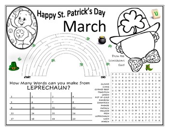 Preview of March St Patrick's Day Desk Activity