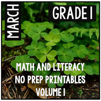 Preview of March St. Patrick's Day First Grade Math and Literacy NO PREP